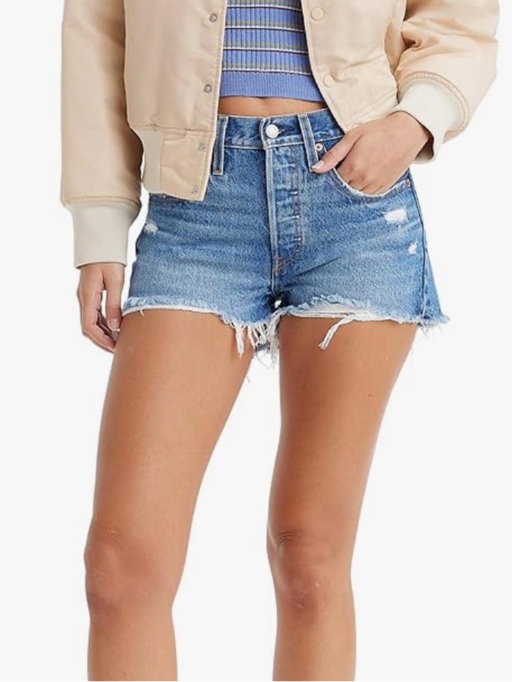 NEW NWT Levi’s 501 shorts jeans denim 100% cotton Fargo Stop 28 distressed